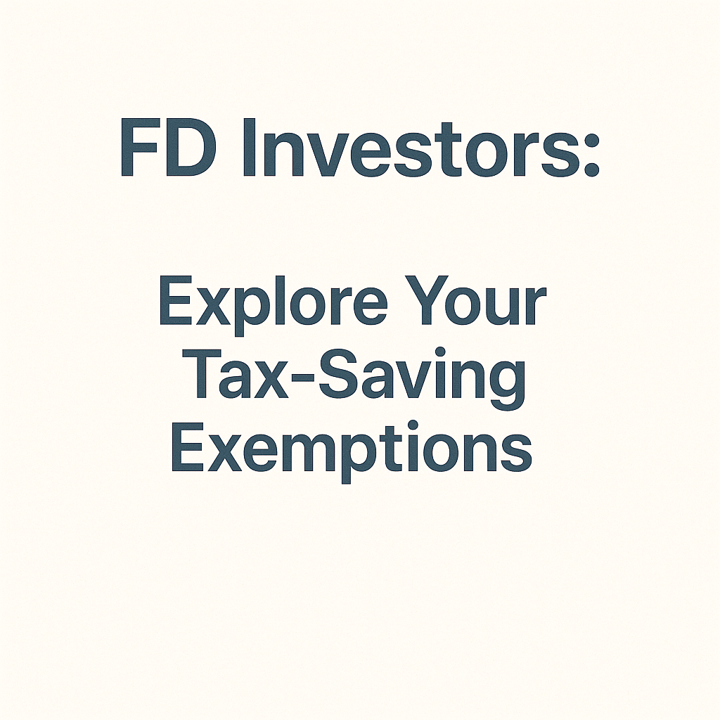 Minimalist text image encouraging fixe d deposit investors to explore available tax-saving exemptions, with the headline ‘FD Investors: Explore Your Tax-Saving Exemptions.