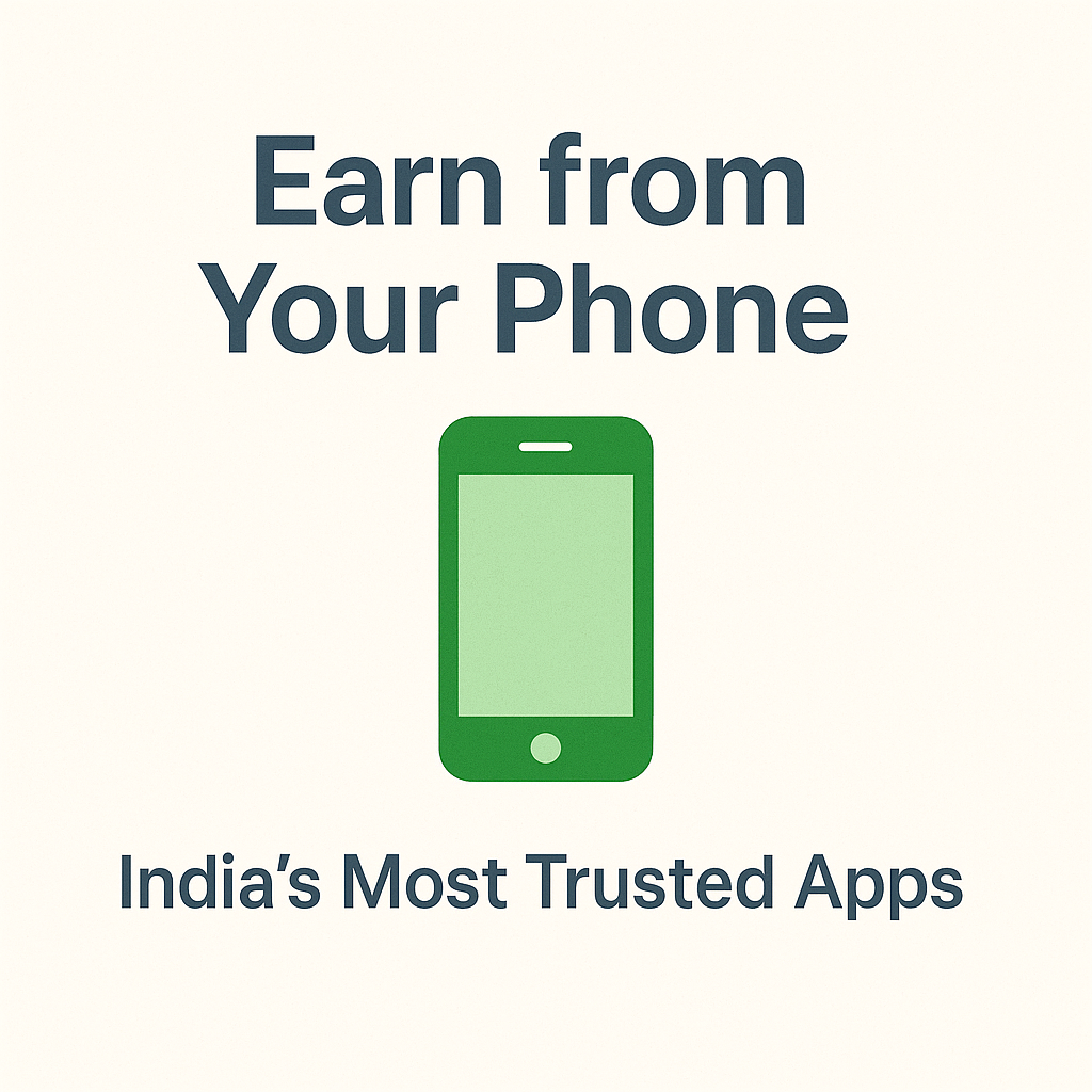 Infographic with the text ‘Earn from Your Phone’ and ‘India’s Most Trusted Apps’ featuring a green smartphone icon.